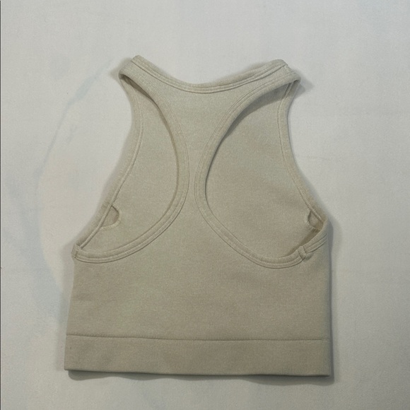 NUX Cream Ribbed Crop Top/Sports Bra - Picture 5 of 7